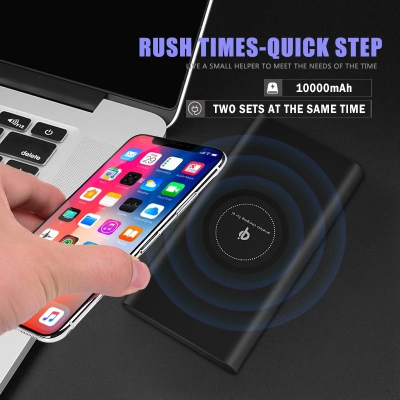 10000 мА/ч, универсальная Портативный Мощность Qi Беспроводной Зарядное устройство для iPhone XS samsung S6 S7 S8 Мощность банк Беспроводное зарядное утройство для телефона