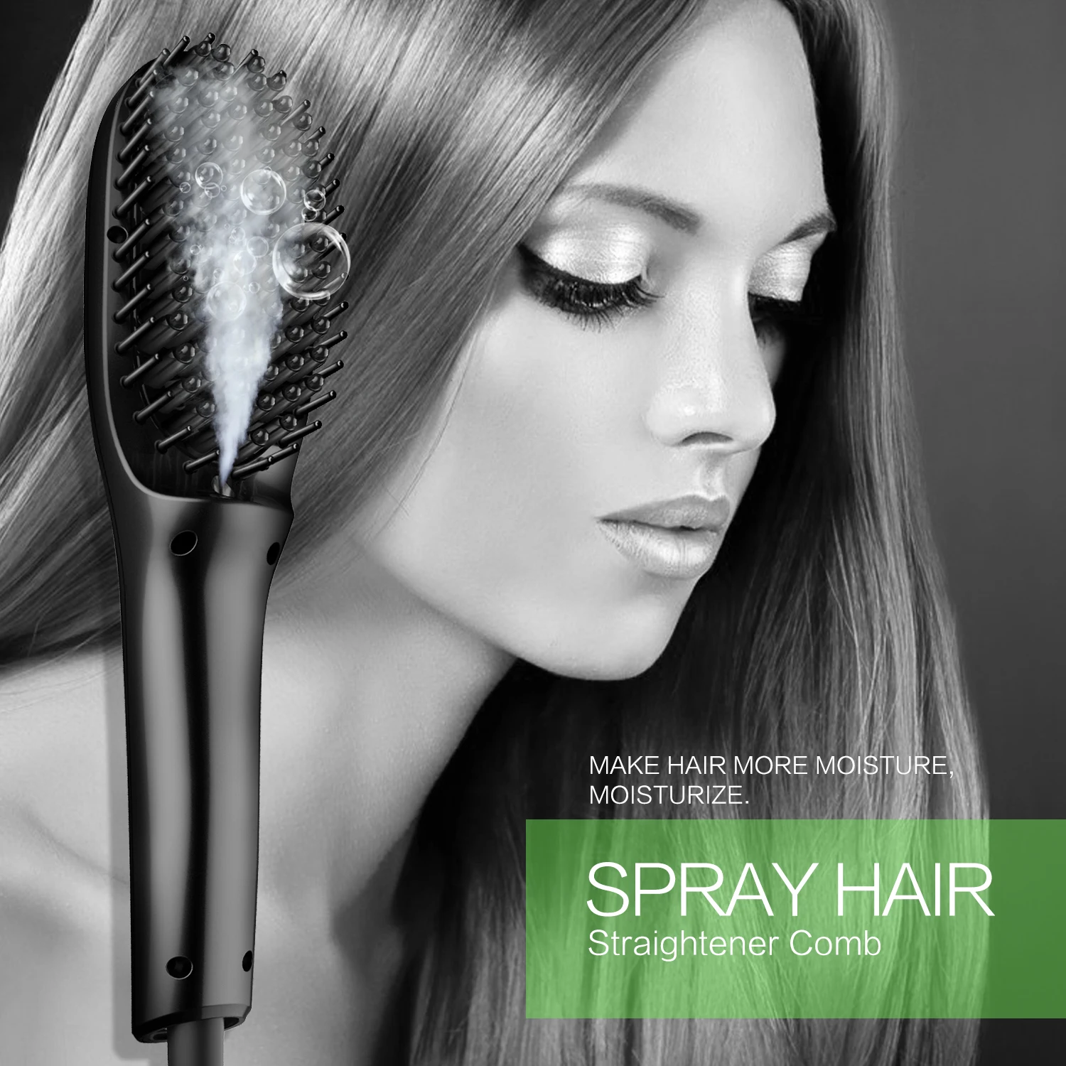 

Straightening Brush Steam Hair Straightener Iron Brush Negative Ions Anti-Scald Faster Heating Straighten Ceramic Technology