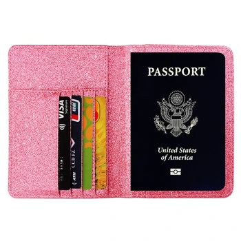 

THINKTHENDO New Shiny Passport Holder Wallet RFID Blocking Case for Passport Travel Cover Case Fashion Design Pu Card Holders