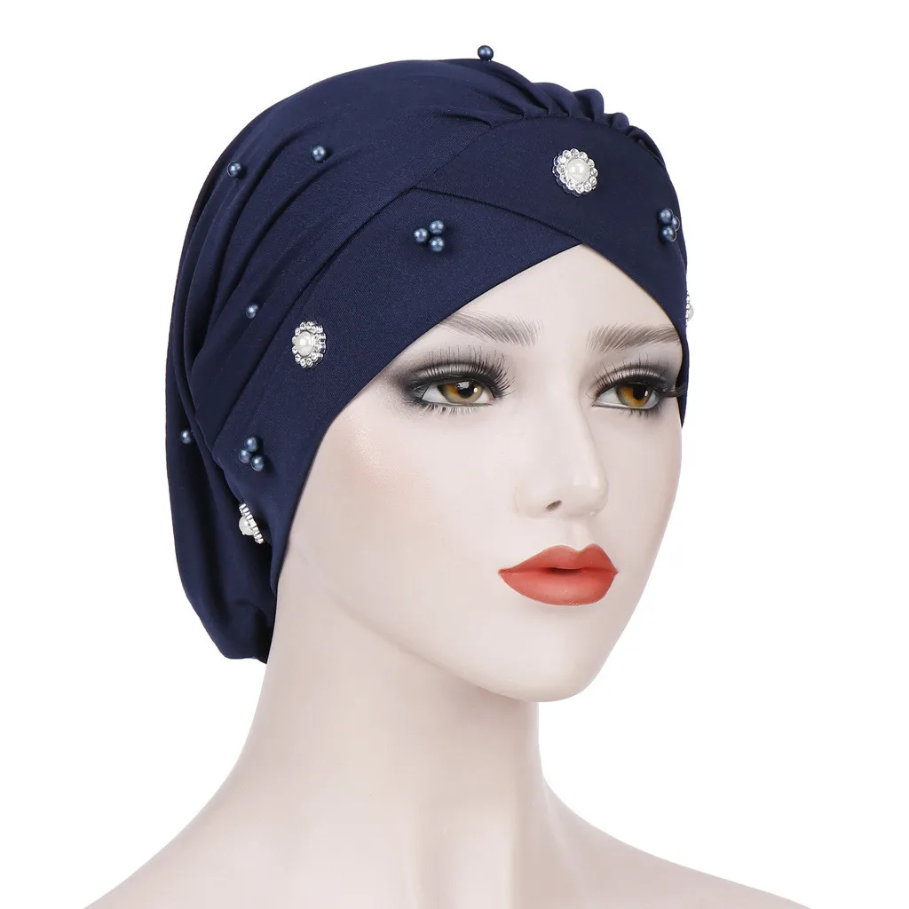 

feitong Cap African Style Headwear Cap African Style Muslim Turban Hair Accessories Fashion Women Solid Braided Bandanas#38
