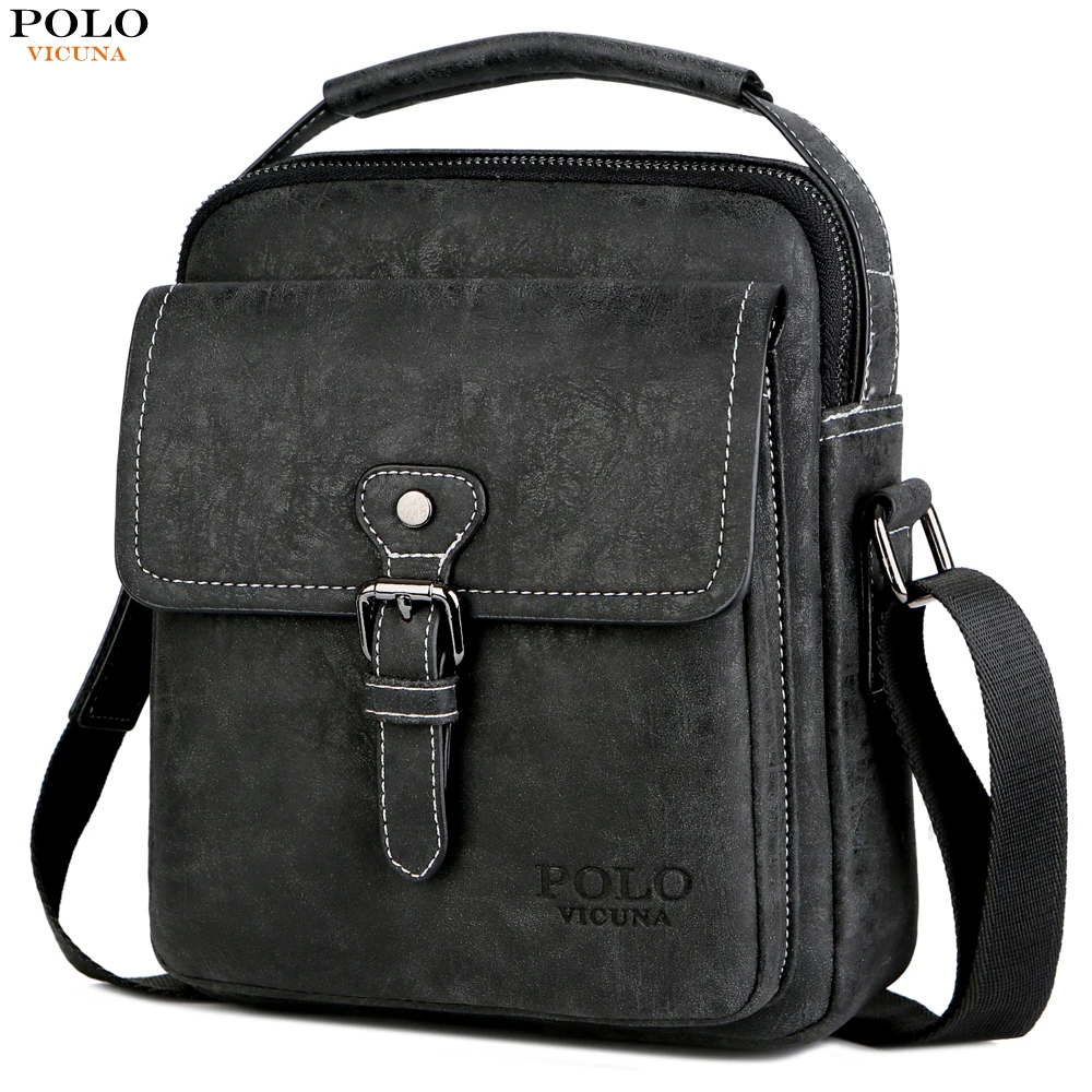 VICUNA POLO Vintage Men Shoulder Bag Portable Business Bag Men Leather