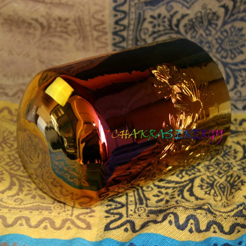 7.2" Хрустальная Поющая чаша с Примечание Titanium цвет и дизайн+ замши молотком+ уплотнительное кольцо