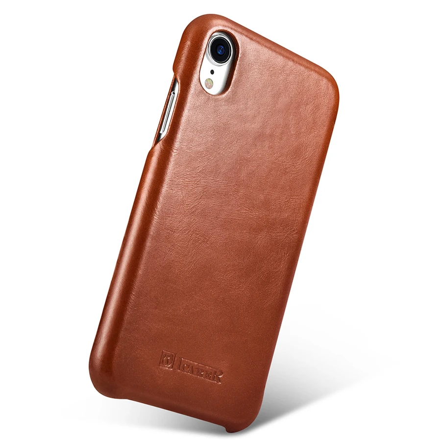 Чехол iCarer для iPhone XR, Роскошный Жесткий винтажный защитный чехол из натуральной кожи, флип-чехол для телефона iPhone XR, задняя крышка