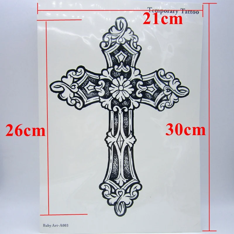1 шт большой крутой мужской крест татуировки, красивые руки обратно Крест Водонепроницаемый Большой временные татуировки наклейки для мужчин 30*21 см