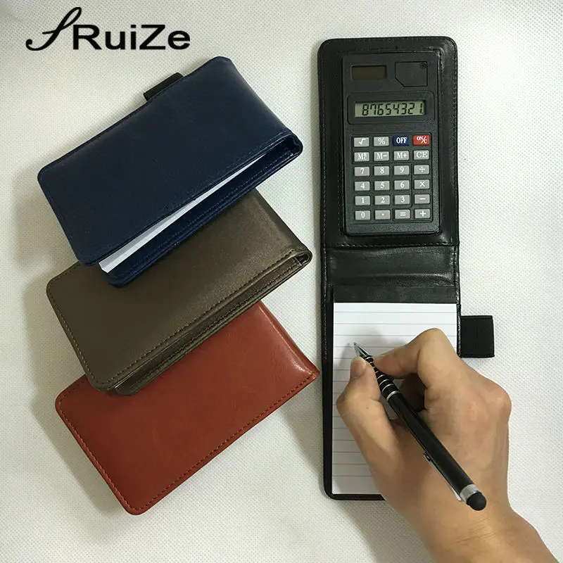 Pocket A7 Notebook Leather Cover Notepad Memo Diary Planner With Calculator HOT 