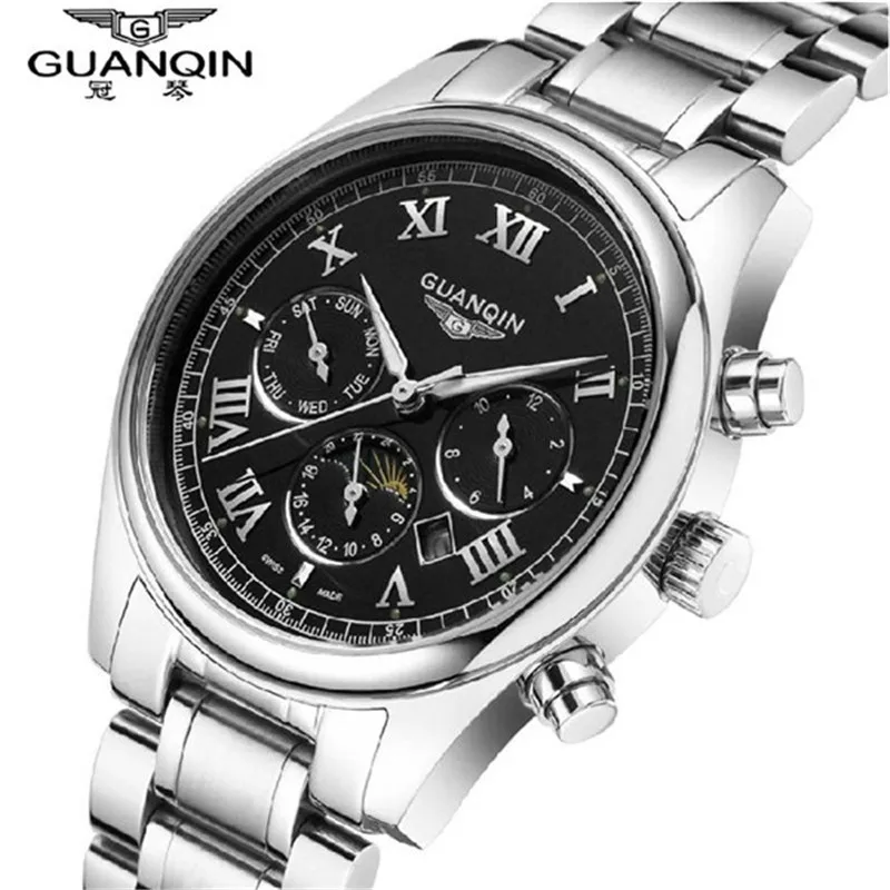 Relogio Masculino GUANQIN, роскошные брендовые часы, модные кварцевые часы для мужчин, ремешок из нержавеющей стали, водонепроницаемые часы Relojes