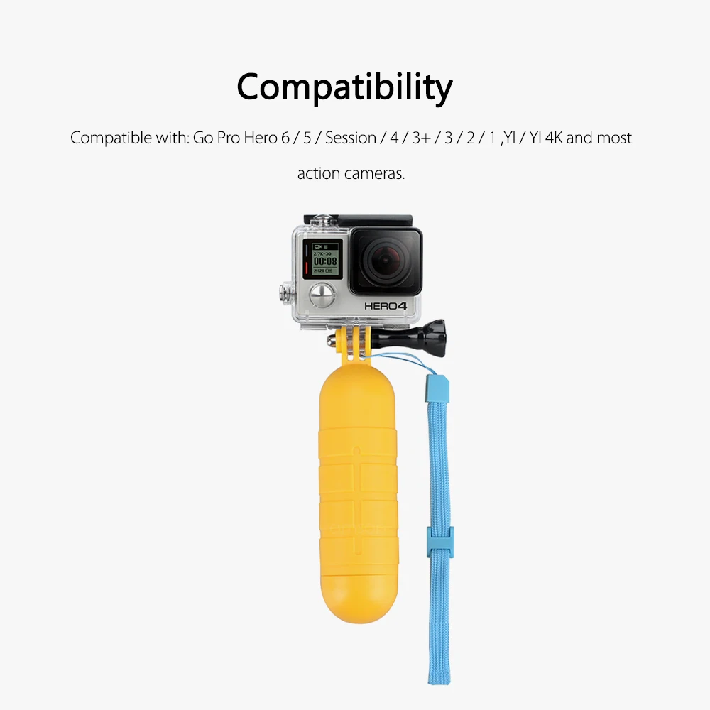 Vamson для go pro Водонепроницаемая желтая плавающая ручка монопод Штатив gopro hero 8 7 6 5 4