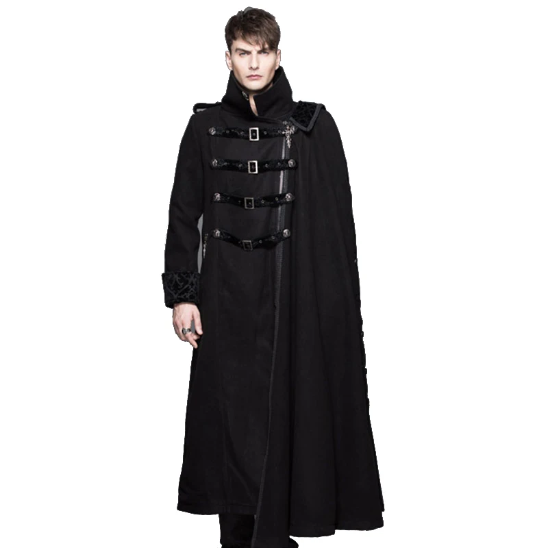 Men Fashion Causal Coat Winter Woolen Warm Detachable Cape Coat Fashion Punk Gothic Outwear Men Dust Sleeve Removable Cape Coat Men Fashion Causal Coat Winter Woolen Warm Detachable Cape Coat Fashion Punk Gothic Outwear Men Dust Sleeve Removable Cape Coat