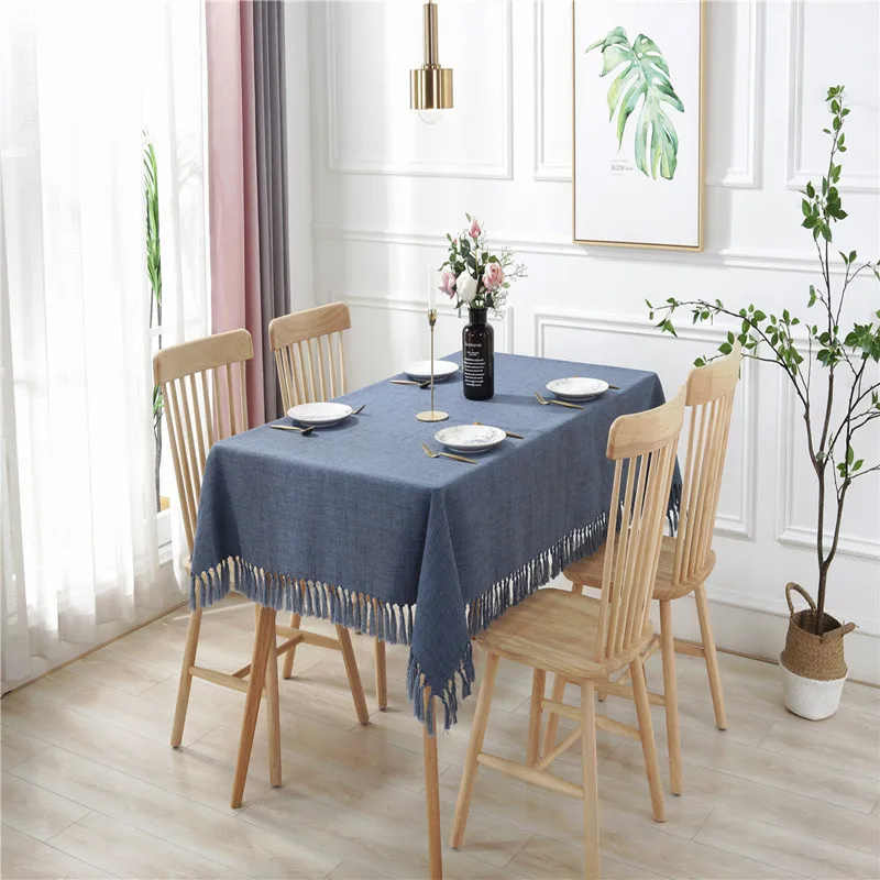 

5-color flow su rectangular tablecloth modern high-grade cotton solid-colored tea tablecloth
