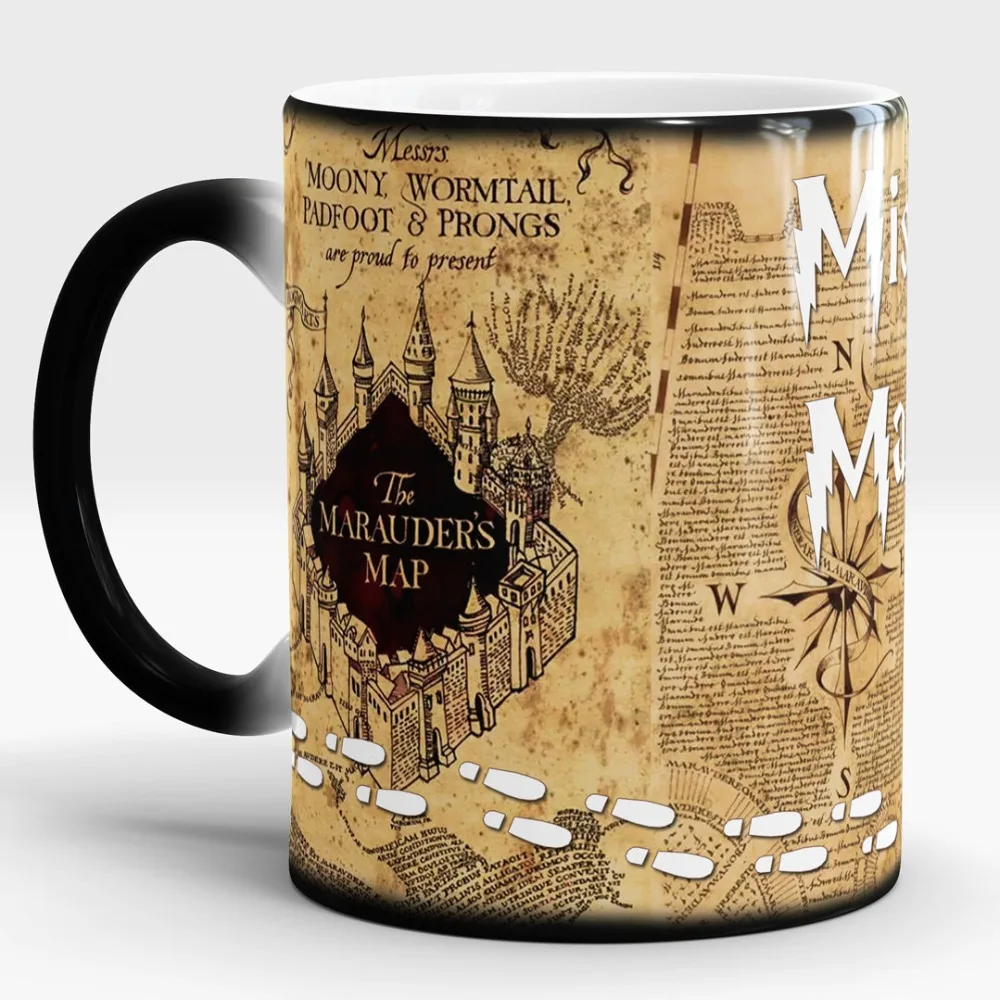 Hogwarts Mugs Marauders Map mugs mischief managed mug Heat Sensitive transforming cup cold hot heat changing