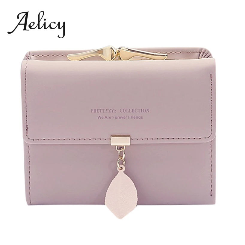 

Aelicy Women's fashion leaf Short Wallet Leather Casual Buckle Tri-Fold Wallet Female Credit Card Holder Clutch Bag Wallet