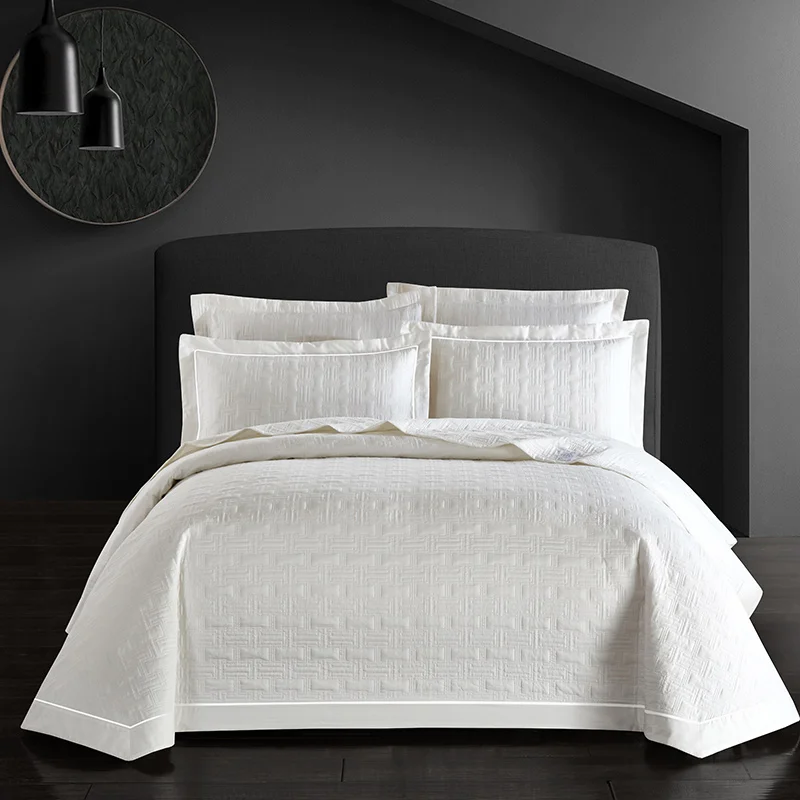  Luxury 100%Cotton Quile Bedspread Bed cover set Bedding set White Grey Mattress Cover Bed set couet