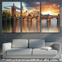 Прямая HD Печатный холст 3 шт домашний декор Европейский прагский мост живопись настенные картины для гостиной плакат