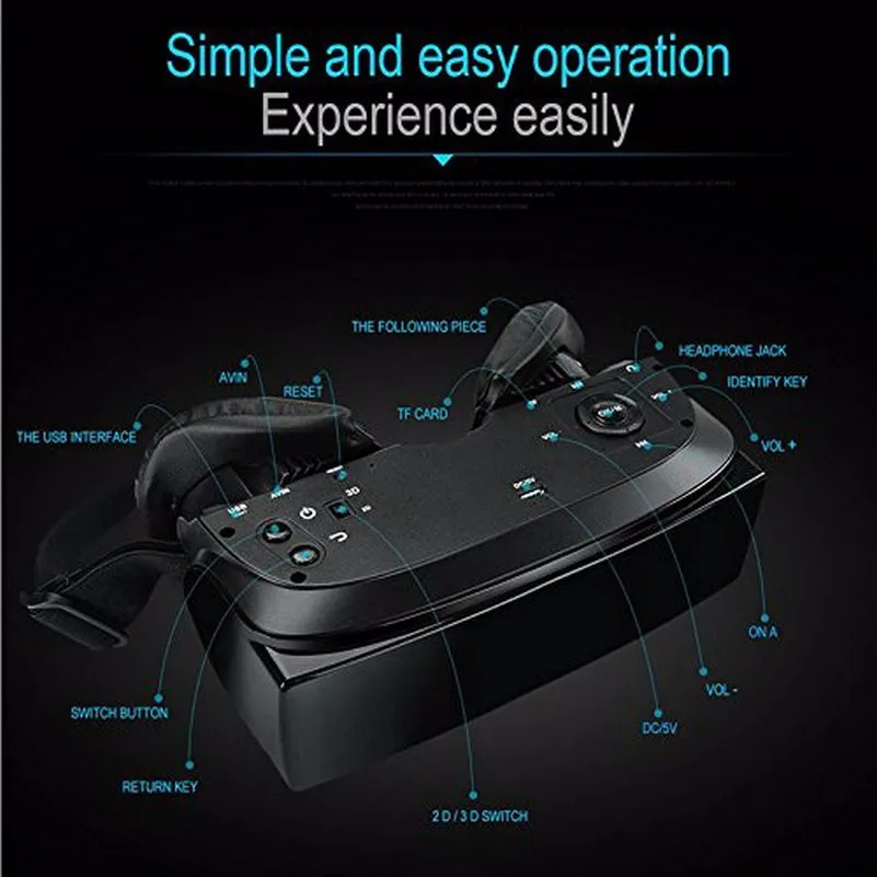 HMD-518 VR Glasses Virtual Reality Headset Screen 1080P 3D Video Movie Game Glasses Private Mobile Cinema Personal Theater Game Movie + 8G TF