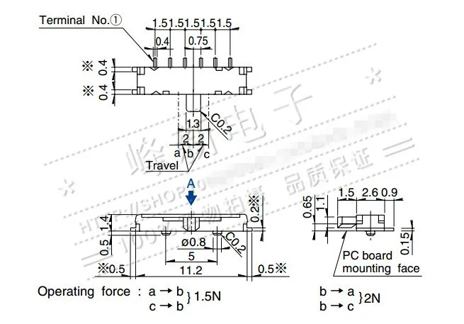 SSSS814401 SMD 3gear 10pin horizontal micro switch toggles fluctuating sliding switch 3_