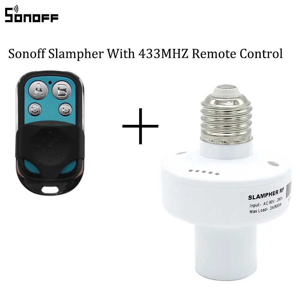 Sonoff Slampher RF 433 МГц беспроводной контрольный светильник, держатель E27, Универсальный WiFi светильник, лампочка, держатель, умный дом, переключатель IOS Android - Комплект: Slampher With RC