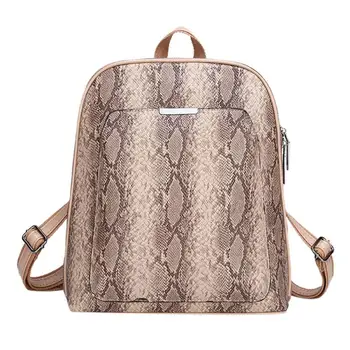 

Snake Print Women Backpack PU Leather School Travel Small Knapsack Fashion Serpentine Backpack Female