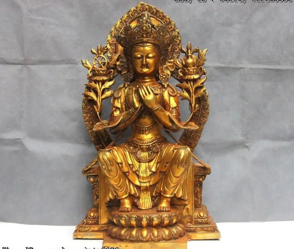 

26 Bronze Copper Gild Lotus Maitreya Boddhisattva Buddha Kwan-Yin Guanyin Statue