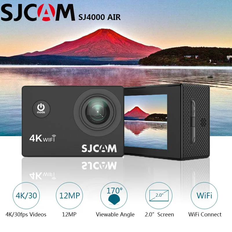 Продажа Экшн камера SJCAM SJ4000 AIR, Спортивная, 4 k @ 30FPS, WiFi, 2,0 дюймов, ЖК экран, для дайвинга, 30 м, водонепроницаемая, SJ 4000, камера для экстремальных видов спо...