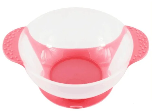 Детская миска+ ложка с датчиком температуры+ вилка, миска для кормления детей, набор детской посуды для обучения, набор посуды - Цвет: red  bowl