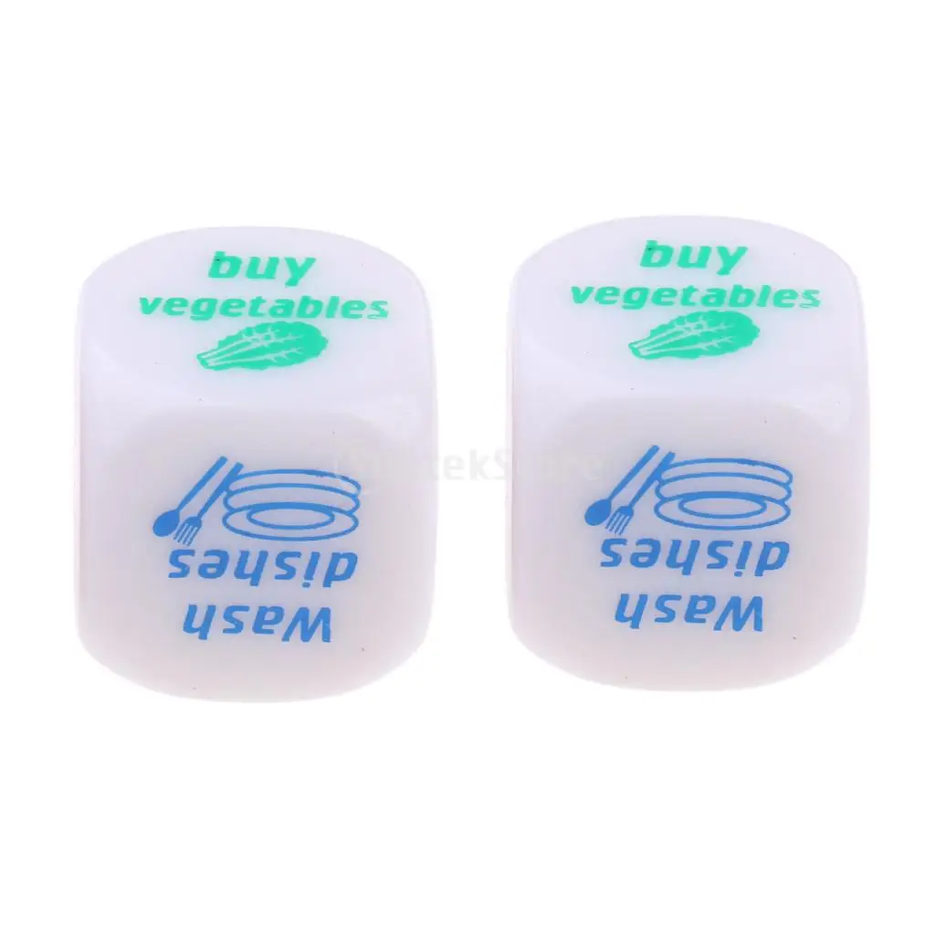 2x Acrylic Household Decider Dice D6 for Family Couples Chores Deciding Toys