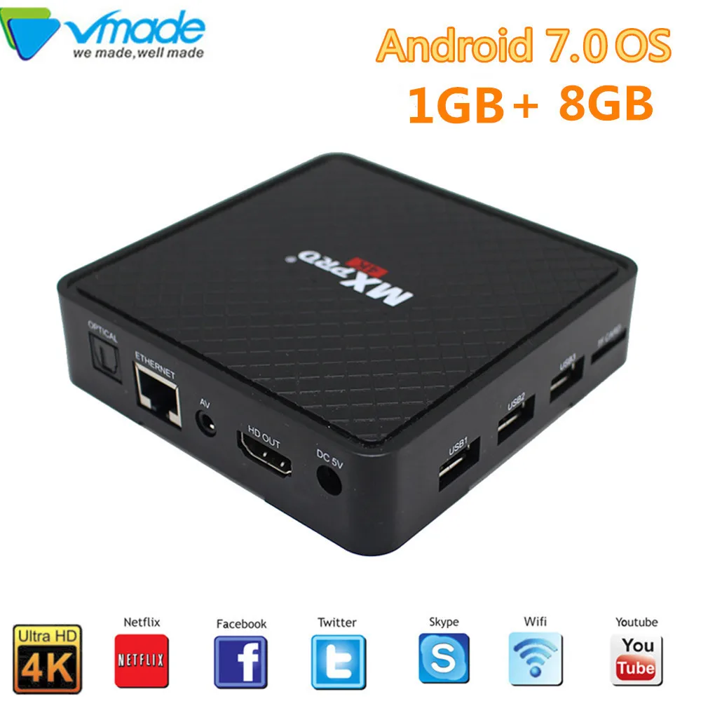 Vmade V96S ТВ приставка Android 7 0 Allwinner H3 четырехъядерный 1G + 8G 4K Смарт Поддержка IP tv Youtube
