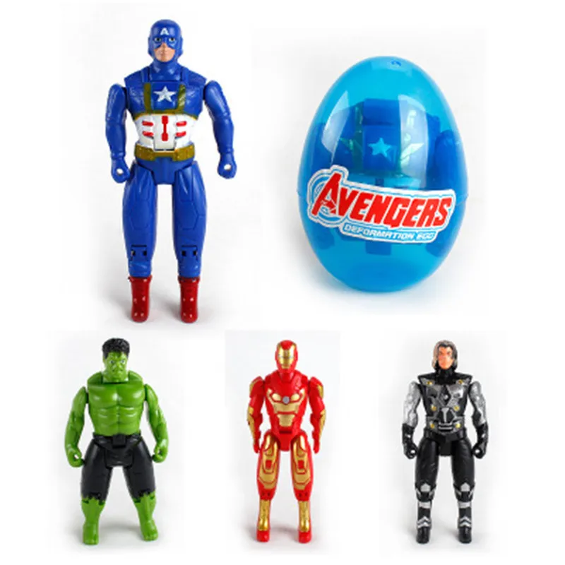 

The Avengers Super heroes Hulk Captain America Iron Man Deformation Egg Robot Action Figures Doll Toy For Kids Gifts