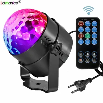 

Mini RGB 3W Crystal Magic Ball Led Stage Lamp DJ KTV Disco Laser Light Party Lights Sound IR Remote Control Christmas Projector