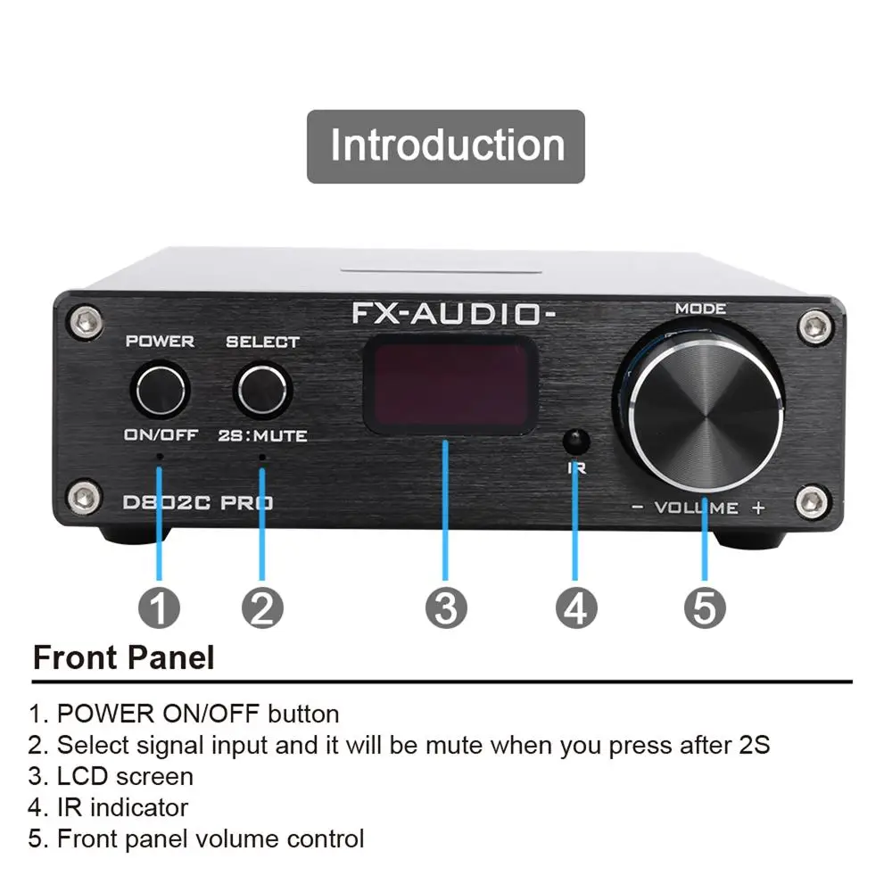 FX-Audio D802C PRO беспроводной Bluetooth 4,2 чистый цифровой аудио усилитель Поддержка NFC USB/AUX/оптический/коаксиальный 24 бит 192 кГц