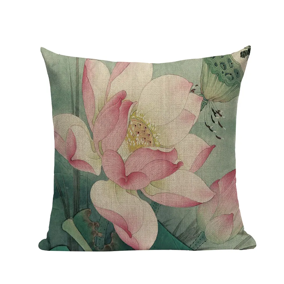 Оригинальные чехлы для подушек в винтажном китайском стиле Lotus, креативные подушки для автомобиля, высокое качество, украшение для дома, наволочка, наволочка, чехол - Цвет: 16784