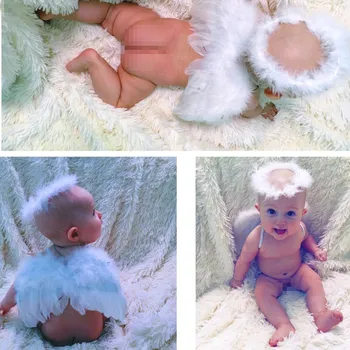 

1 Set Infant Newborn Photo Prop Baby Kids Angel Fairy Feather Wing Costume For Children's Christmas Present Party Decor