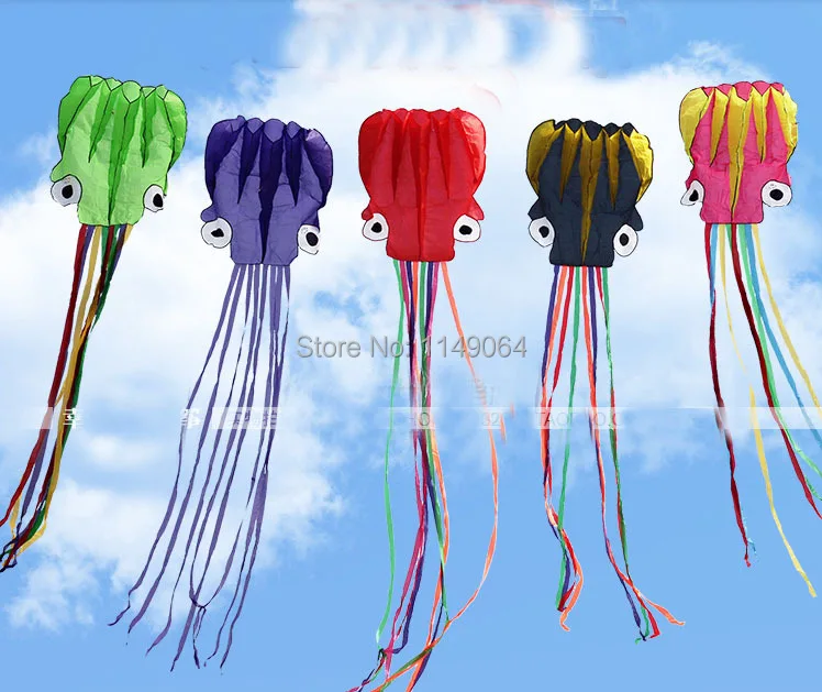 only 9 9 free shipping high quality 6m soft octopus kite with handle line various colors