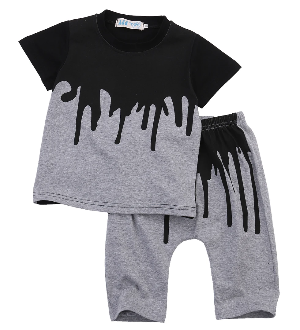 

2pcs Newborn Toddler Infant Kids Baby Boy Clothes T-shirt Tops Short Sleeve + Pants Long Fashion Outfits Set Kids Boy 0-4Y