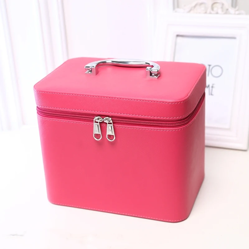 

High Quality PU Leather Makeup Bag Solid Make Up Bags Female Zipper Cosmetic Bag Lady Cosmetic Cases Travel Organizer Bag