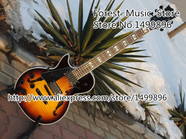 Best price at $312 Cheap New Arrival Vintage Sunburst Tiger Flame Finish Lefty LP Electric Guitars 22 Frets Rosewood Fingerboard Guitarra