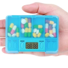4 Grid Intelligent Plastic Storage Box Electronic Timing Reminder Medicine Boxes Alarm Timer Pills Desk Organizer Pill Container