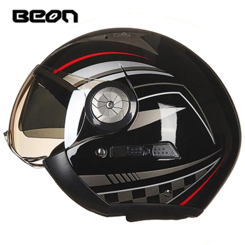 Новый BEON открытым лицом 3/4 Moto шлемы винтажные мужские и женские двойной козырек