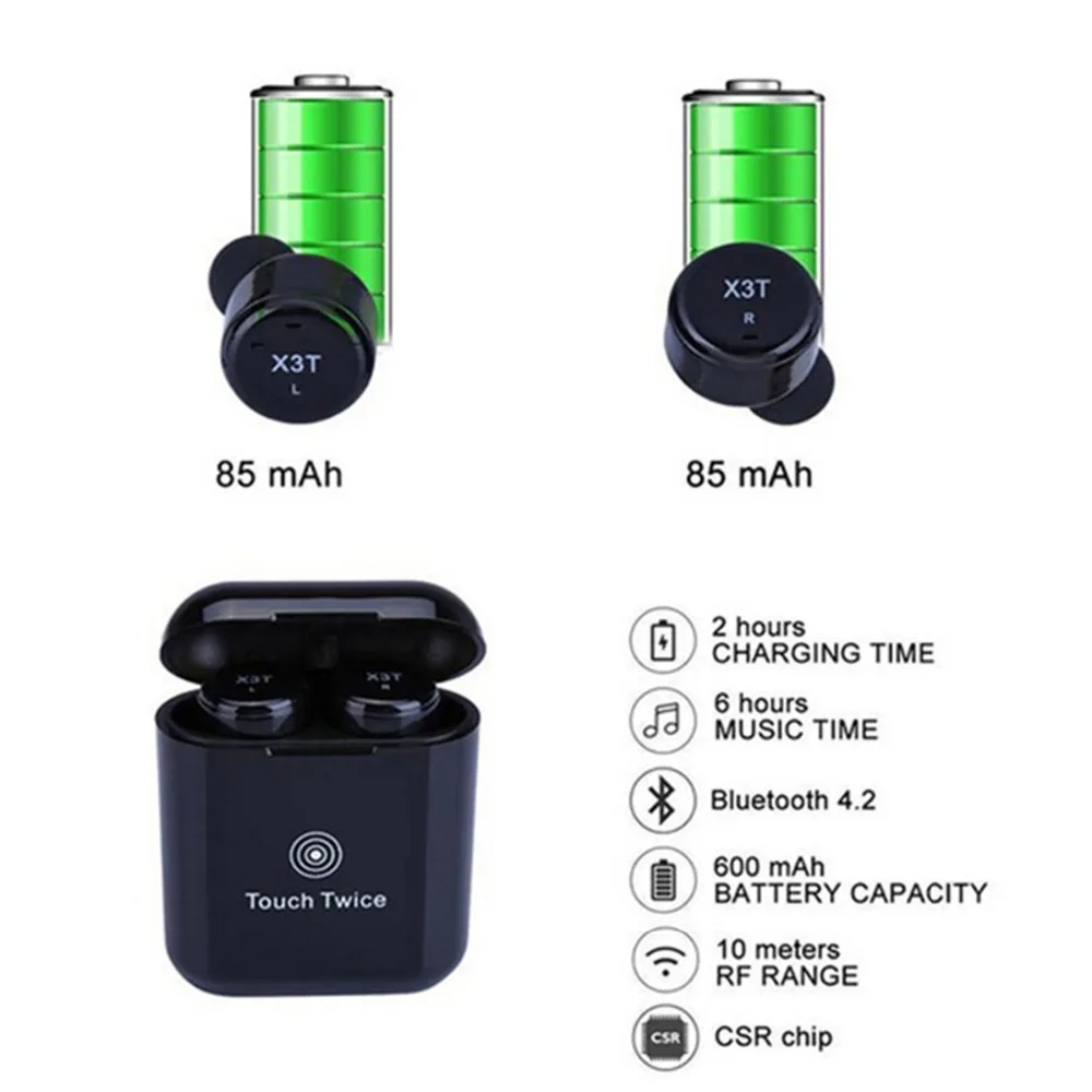 Bluetooth наушники X3T с сенсорной кнопкой и микрофоном|Наушники гарнитуры| |