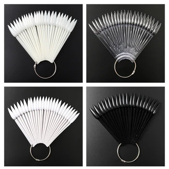 

TP 4 Colors 40 Sticks Stiletto False Nail Tips Gel Polish Color Display Practice Fan Wheel Board Swatch