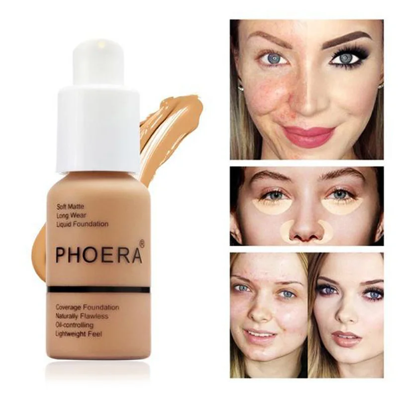 

PHOERA Full Coverage Liquid Matte Foundation Face Makeup Coverage Naturally Oil-controlling Lightfeel Cream Long Lasting