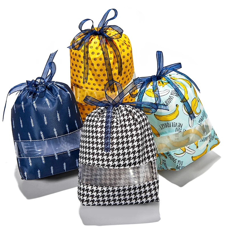 

3D Travel Drawstring cosmetic bag waterproof Multicolor Transparent personality design casual pockets packs travel makeup Bag