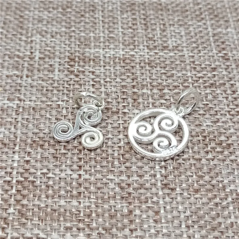925 пробы серебряные блестящие подвески Triskelion для браслета ожерелья|Шармы| |