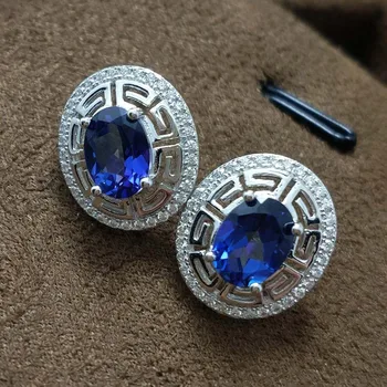 

FLZB,Fine Jewelry Beautiful Topaz Gemstone in 925 sterling silver setting with 18 k gold plated trendy earring oval earring