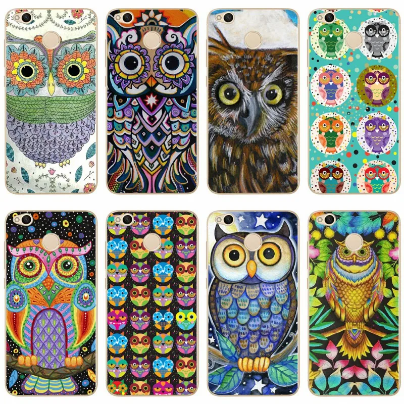 

Colored owl pattern Cover Soft Silicone TPU Phone Case For redmi4A 4X 5 5a 5Plus note4 4X 5 for xiaomi4 5 6X 8 note3 miX2S