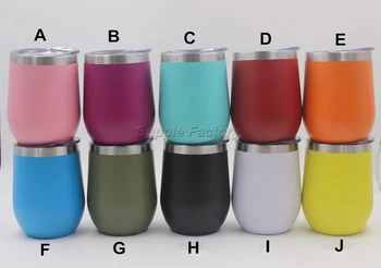 

100pcs 12oz Wine Tumbler 12oz Egg Cups Wine Glasses Double Wall Stainless Steel Beer Vacuum Insulated Coffee Mugs kids Milk Cups