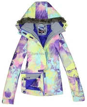 Free shipping 2014 new womens ski suit colorful Graffiti ski jacket waterproof windproof warm snowboard jackets women ski wears