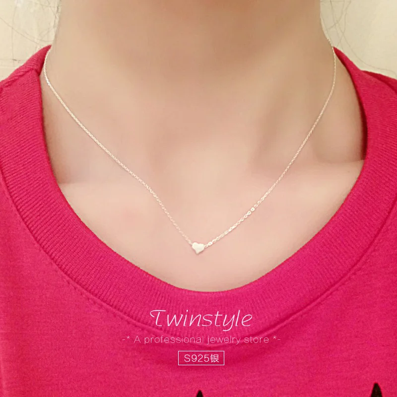 

DIEERLAN Fashion Drop Shipping 925 Sterling Silver Heart Chain Necklaces Heart Pendants&Necklaces Jewelry Collar Colar de Plata