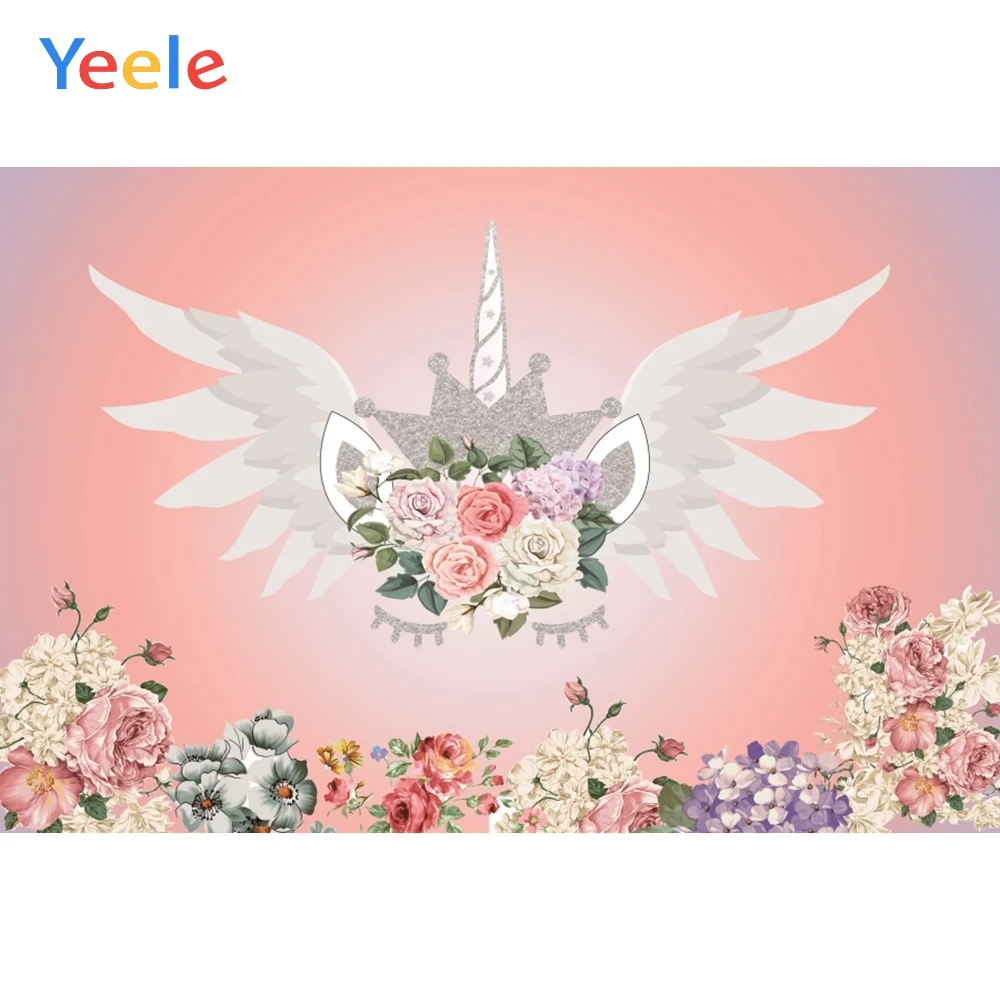 

Yeele Birthday Backdrop Unicorn Backdrop Flowers Backdrop Baby Photography Background Photographic Backdrops for Photo Studio