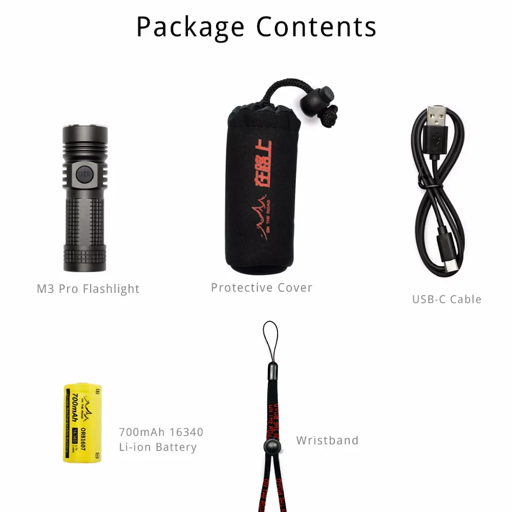  ON THE ROAD M3 Pro Type-C USB Charging EDC flashlight mini compact torch CREE XPL LED 1020lm Outdoo - 32906563667