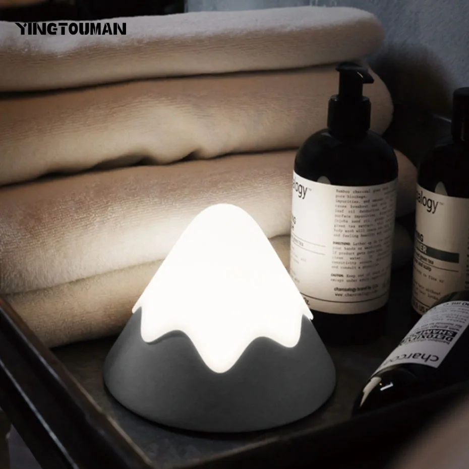 

YINGTOUMAN Sound Control LED Night Light USB Port Rechargeable LED Lamp Silicone Snow Mountain Light